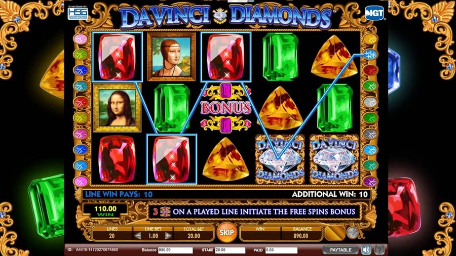 เกมสล็อต XO - Da Vinci Diamonds